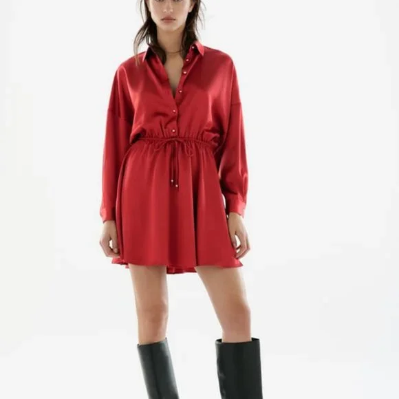chinese dress ladies ZARA. Long satin dress with slits. TS – Hibuy market main image 0